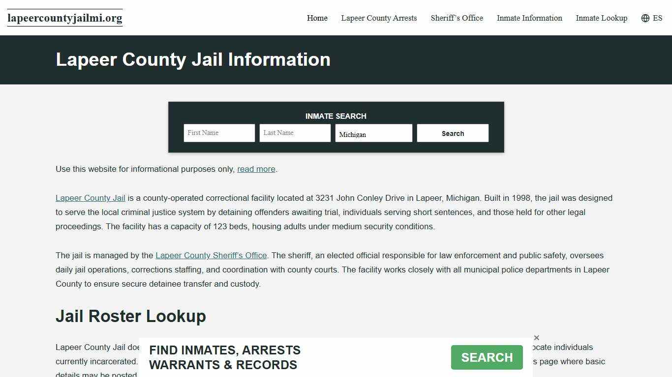 Lapeer County, MI Jail Roster, Inmate Info